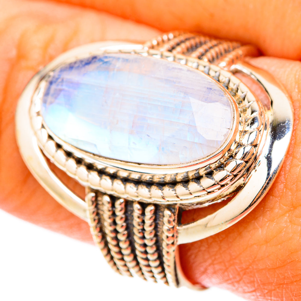 Rainbow Moonstone Rings handcrafted by Anasilvercos - RING119586