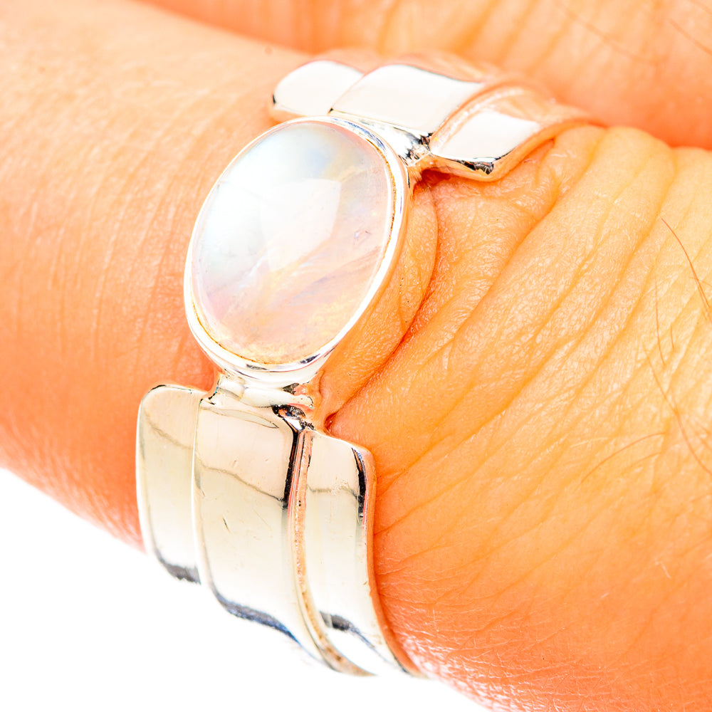 Rainbow Moonstone Rings handcrafted by Anasilvercos - RING119612