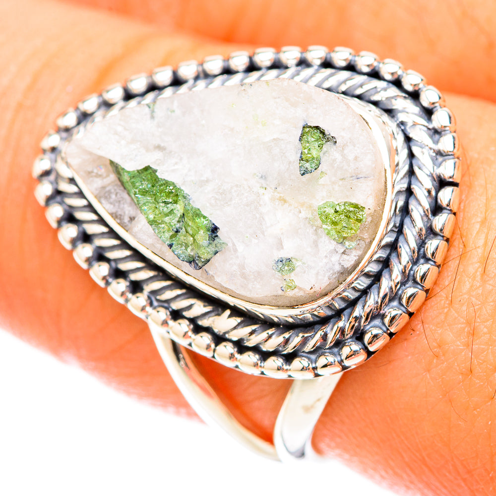 Green Tourmaline In Quartz Rings handcrafted by Anasilvercos - RING119619