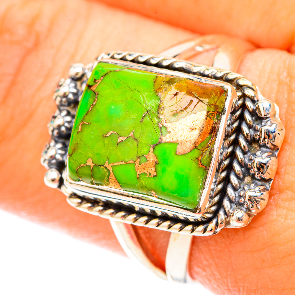 Green Copper Composite Turquoise Rings handcrafted by Anasilvercos - RING119620