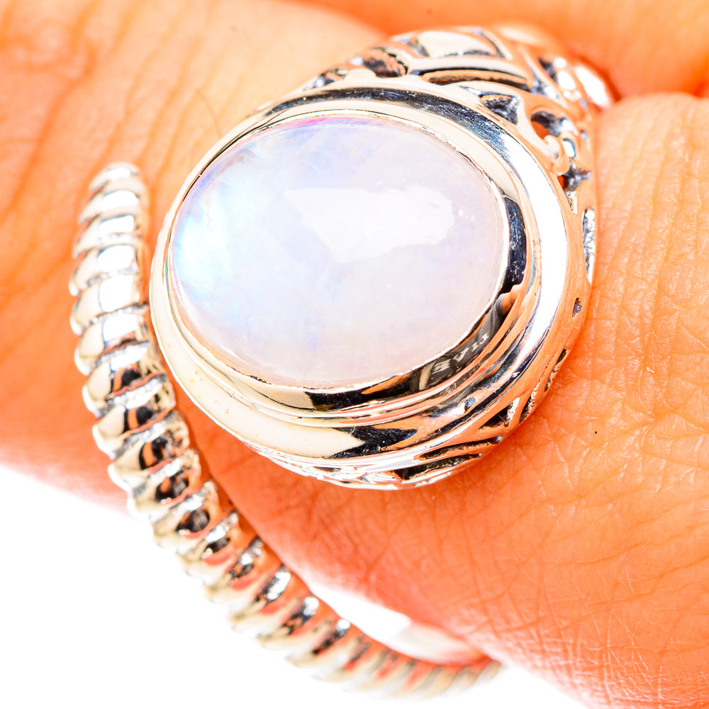 Rainbow Moonstone Rings handcrafted by Anasilvercos - RING119635