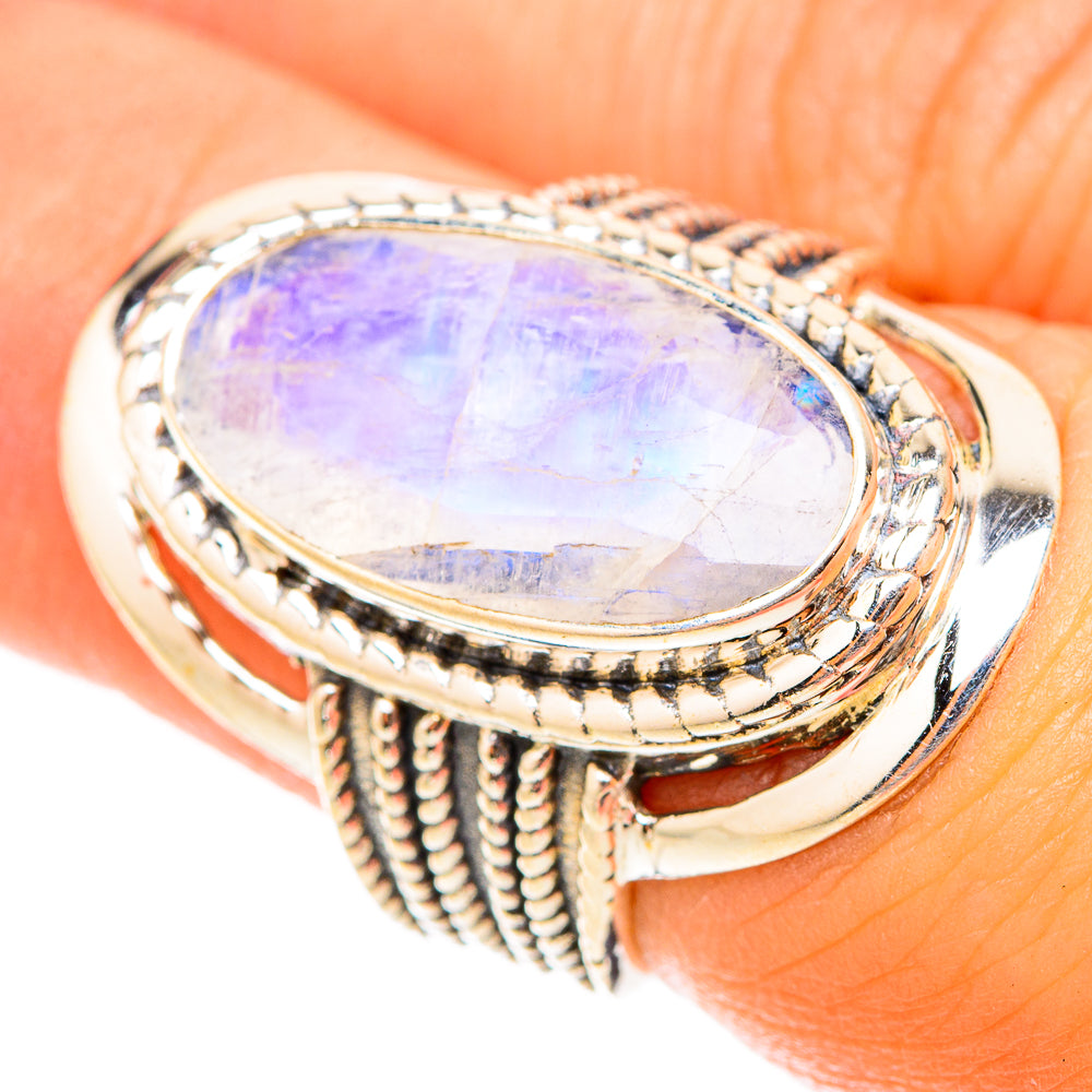 Rainbow Moonstone Rings handcrafted by Anasilvercos - RING119636