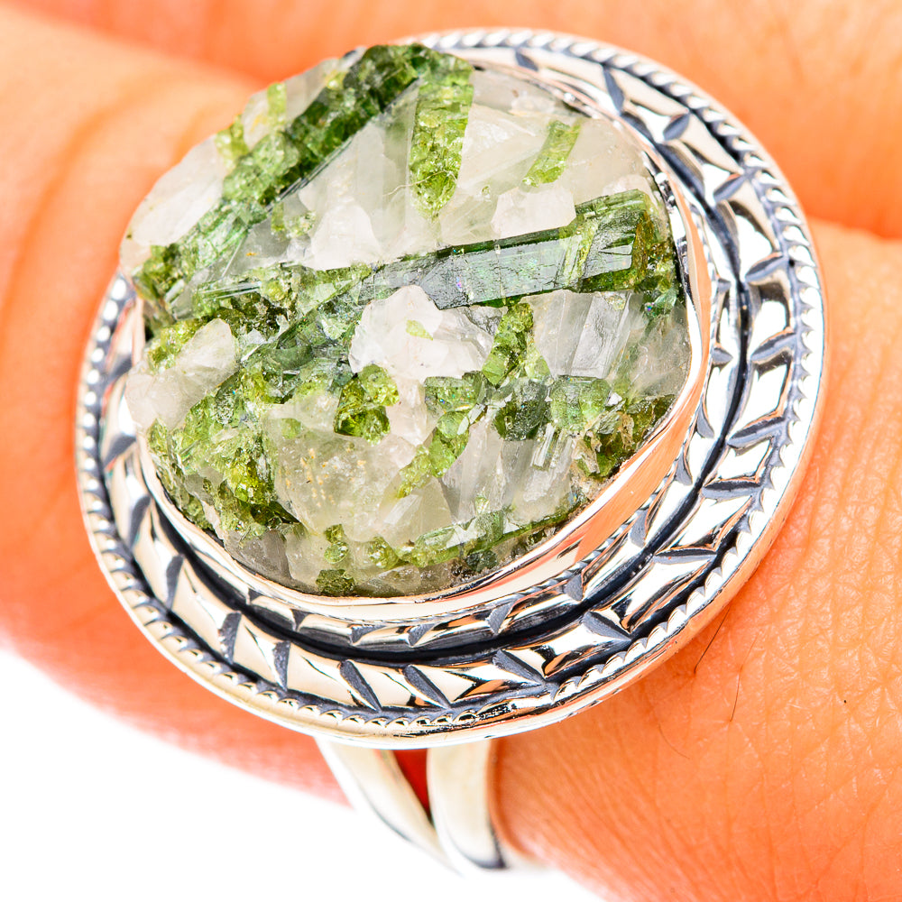 Green Tourmaline In Quartz Rings handcrafted by Anasilvercos - RING119644