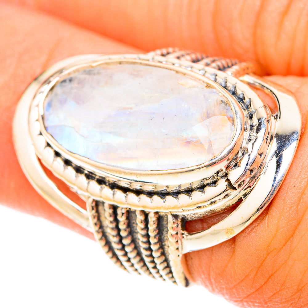 Rainbow Moonstone Rings handcrafted by Anasilvercos - RING119659