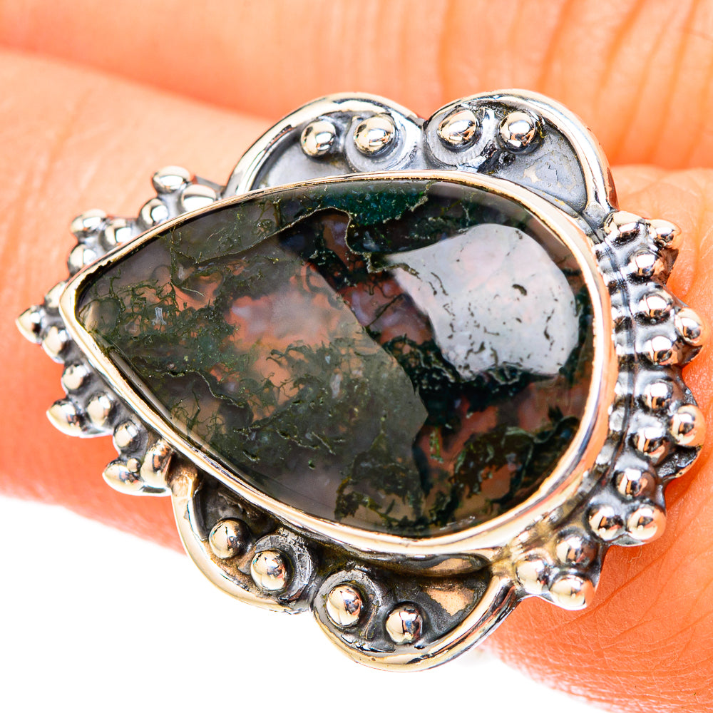 Green Moss Agate Rings handcrafted by Anasilvercos - RING119671
