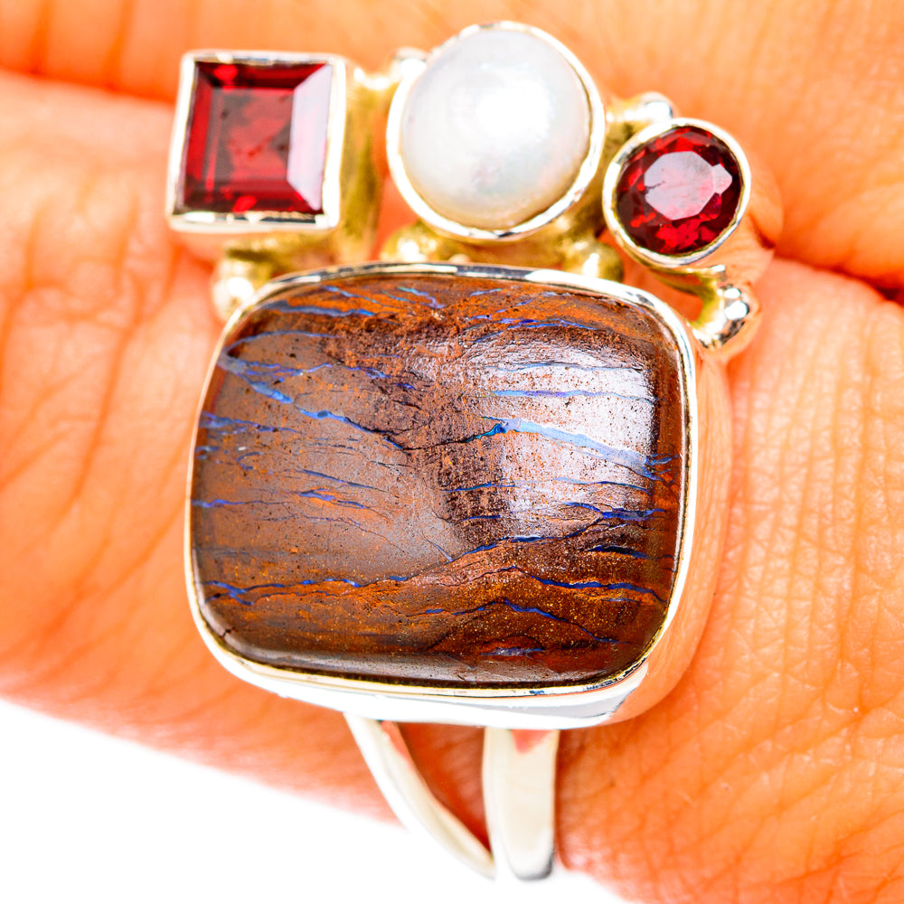 Boulder Opal Rings handcrafted by Anasilvercos - RING119673