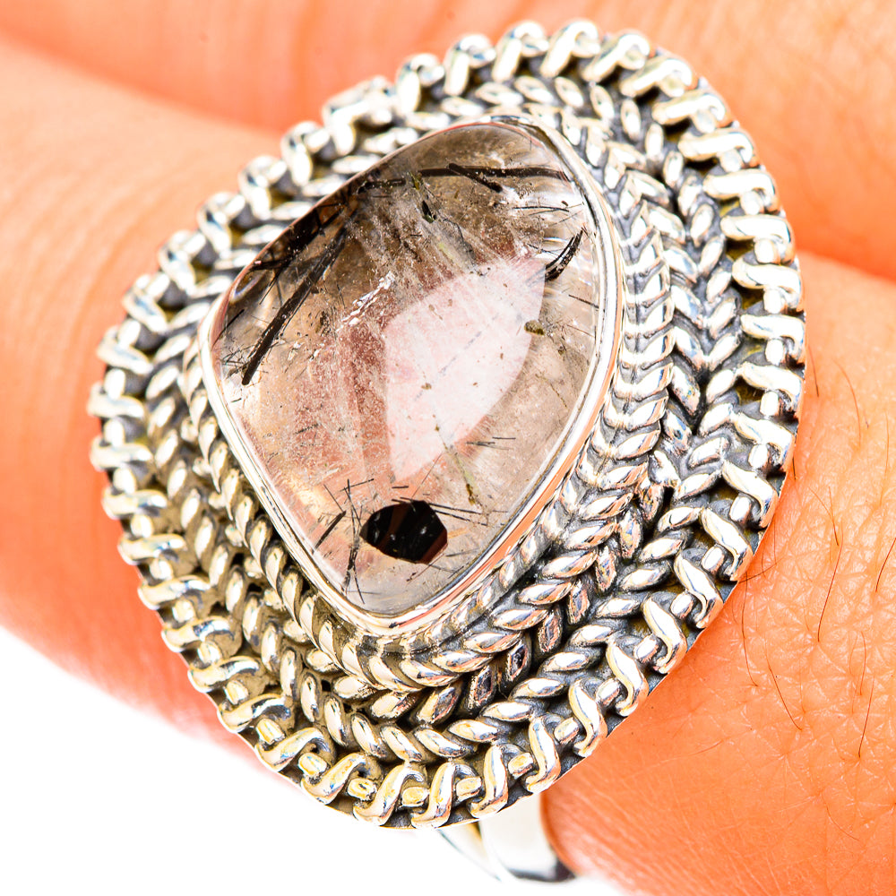 Tourmalinated Quartz Rings handcrafted by Anasilvercos - RING119681