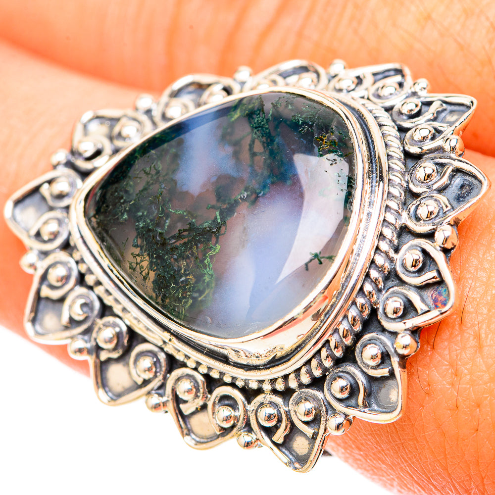 Green Moss Agate Rings handcrafted by Anasilvercos - RING119695