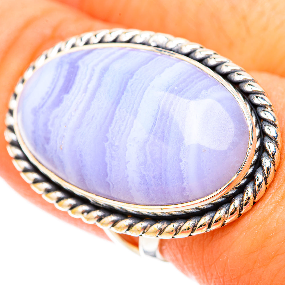Blue Lace Agate Rings handcrafted by Anasilvercos - RING119721