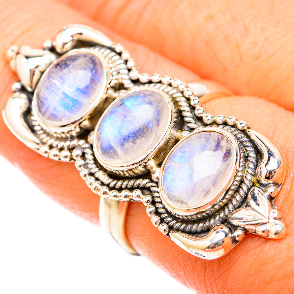 Rainbow Moonstone Rings handcrafted by Anasilvercos - RING119723