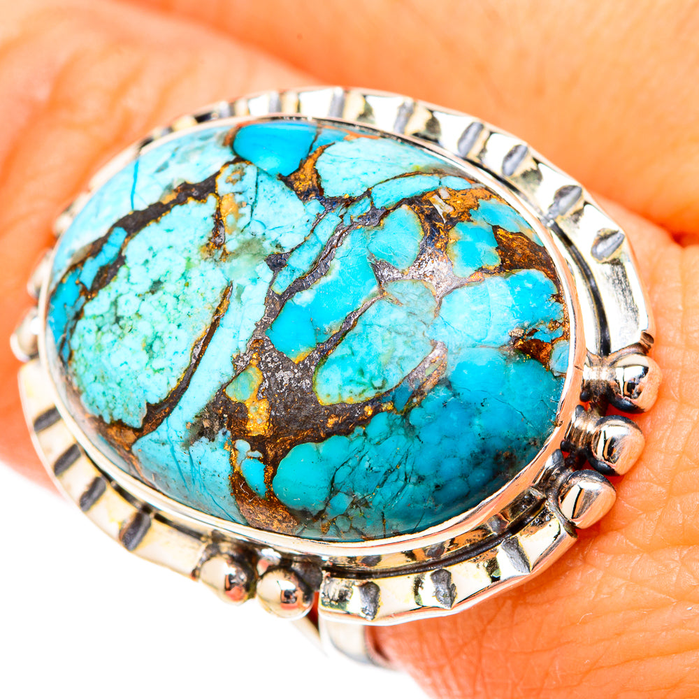 Blue Copper Composite Turquoise Rings handcrafted by Anasilvercos - RING119734
