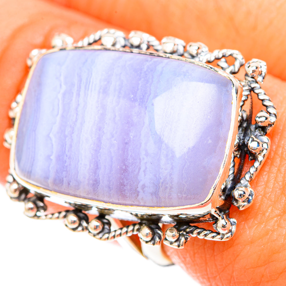 Blue Lace Agate Rings handcrafted by Anasilvercos - RING119767
