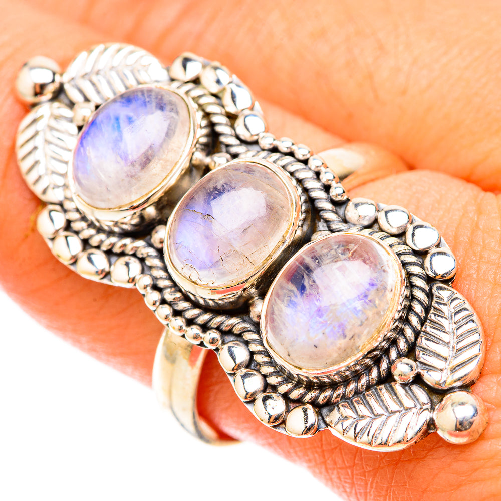 Rainbow Moonstone Rings handcrafted by Anasilvercos - RING119768