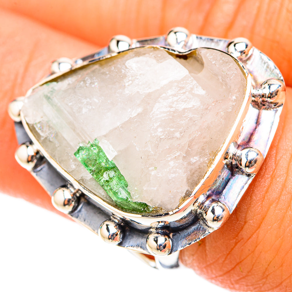 Green Tourmaline In Quartz Rings handcrafted by Anasilvercos - RING119770