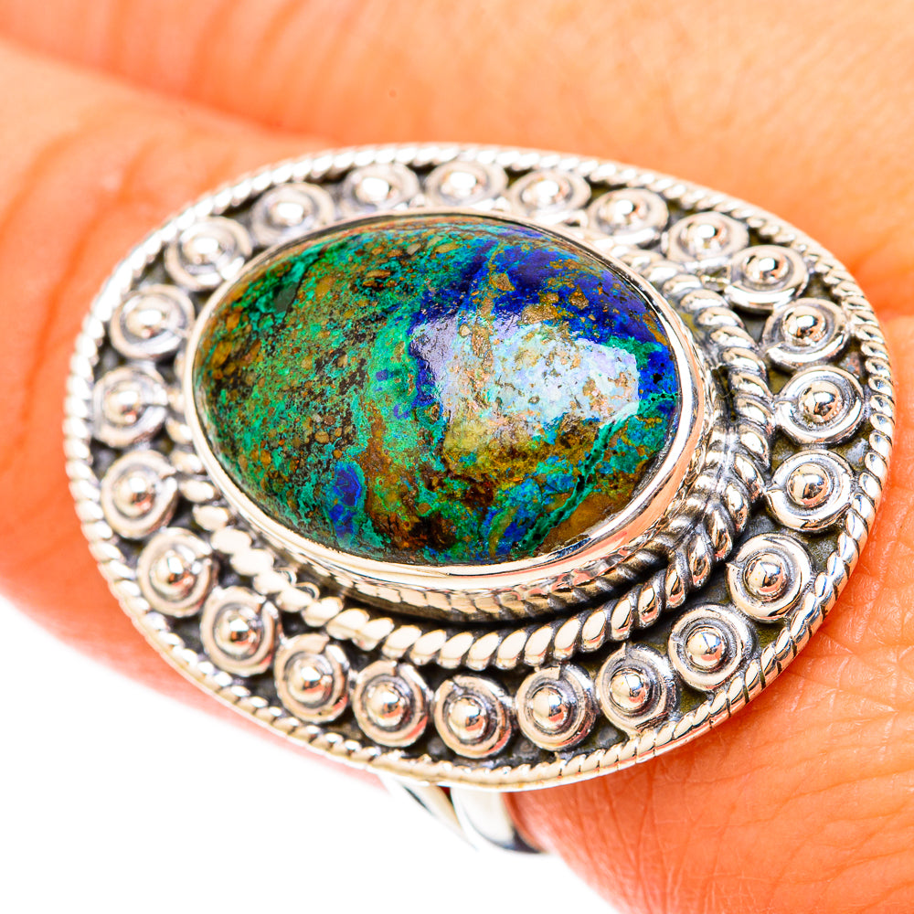 Azurite In Malachite Rings handcrafted by Anasilvercos - RING119771