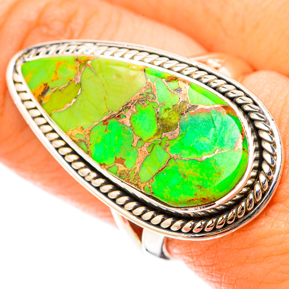 Green Copper Composite Turquoise Rings handcrafted by Anasilvercos - RING119783