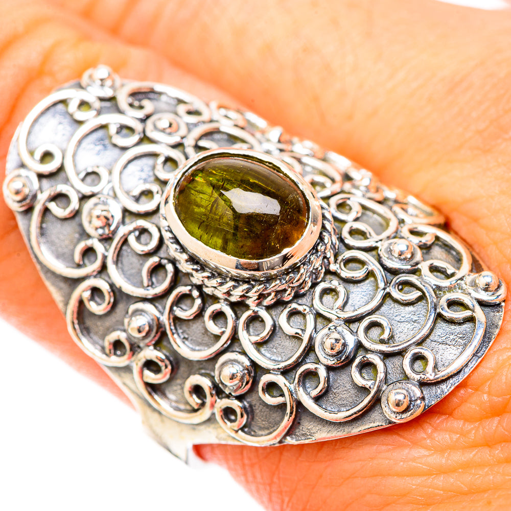 Green Tourmaline Rings handcrafted by Anasilvercos - RING119787
