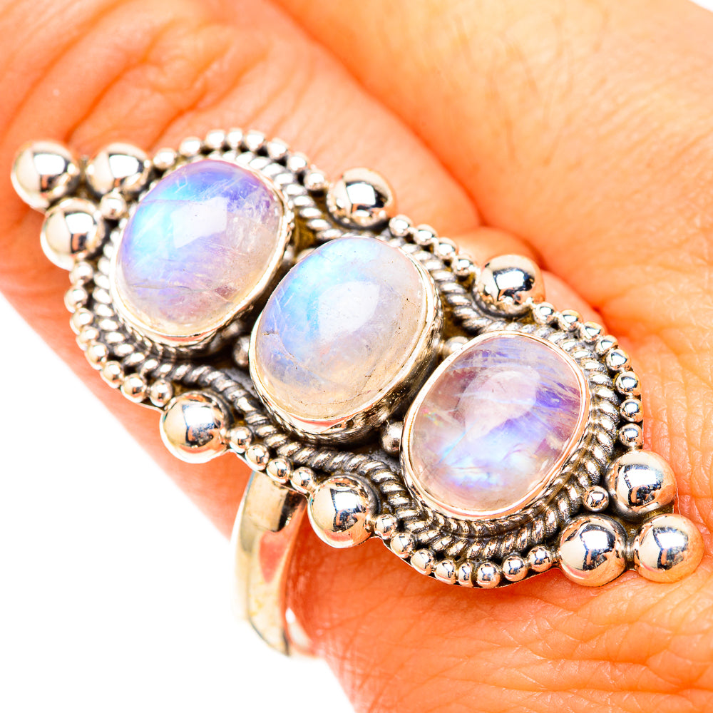 Rainbow Moonstone Rings handcrafted by Anasilvercos - RING119804