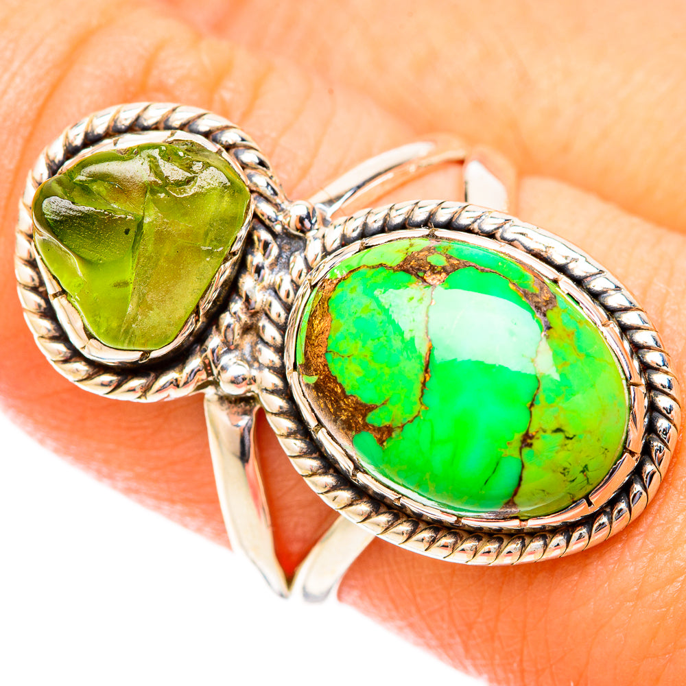 Green Copper Composite Turquoise Rings handcrafted by Anasilvercos - RING119821