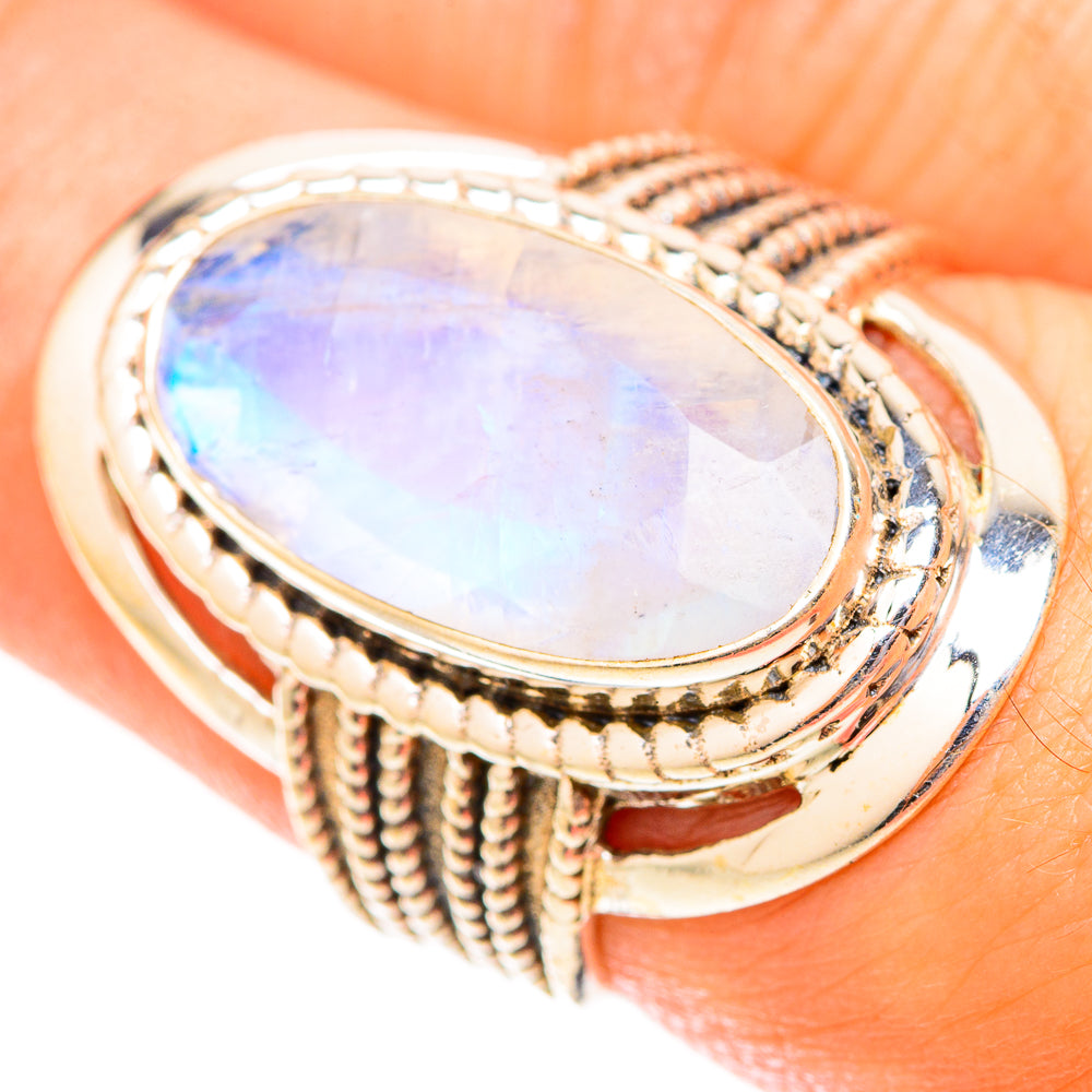 Rainbow Moonstone Rings handcrafted by Anasilvercos - RING119836
