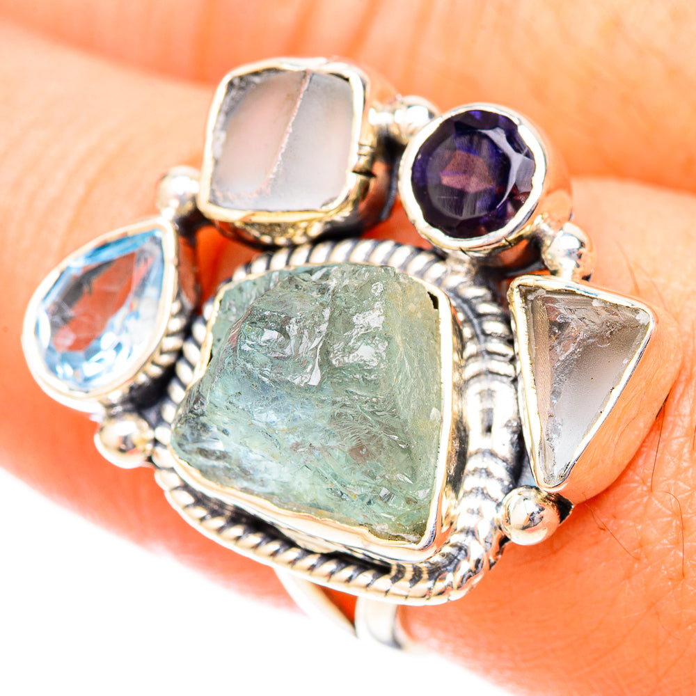 Aquamarine Rings handcrafted by Anasilvercos - RING119842