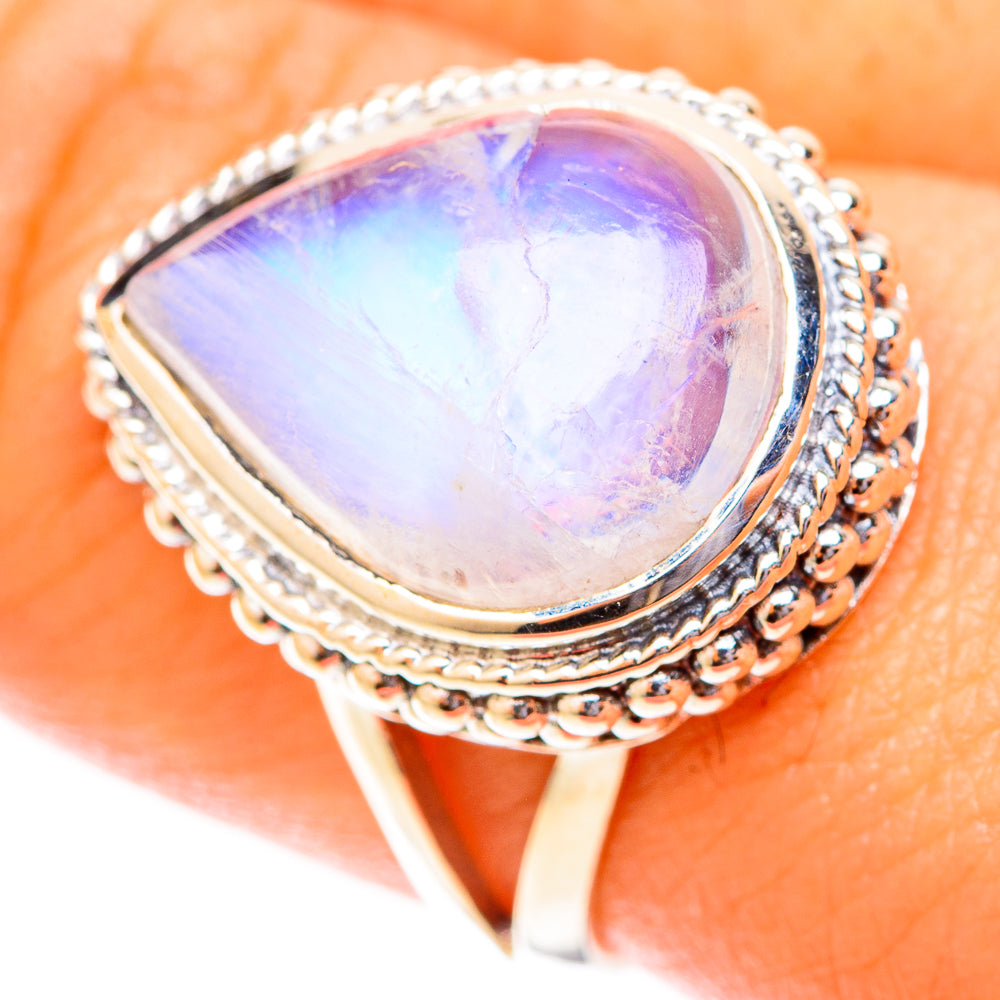 Rainbow Moonstone Rings handcrafted by Anasilvercos - RING119867