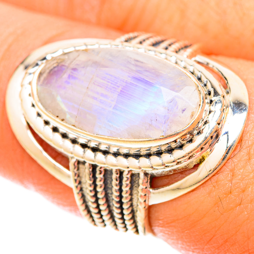 Rainbow Moonstone Rings handcrafted by Anasilvercos - RING119868
