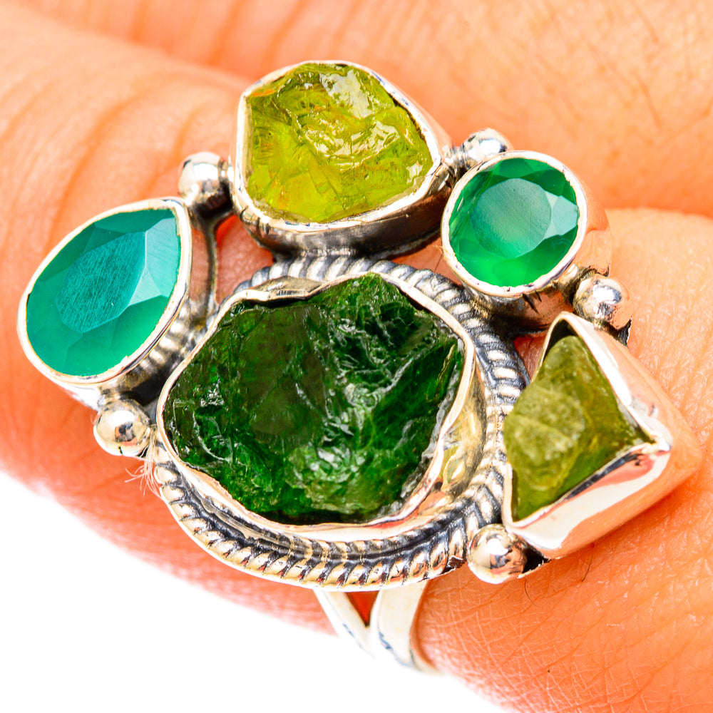 Chrome Diopside Rings handcrafted by Anasilvercos - RING119884