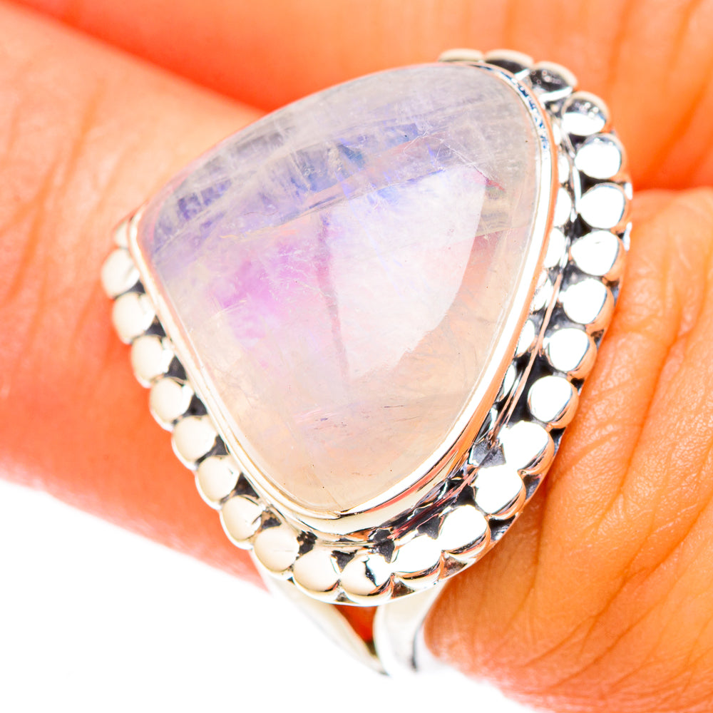 Rainbow Moonstone Rings handcrafted by Anasilvercos - RING119897