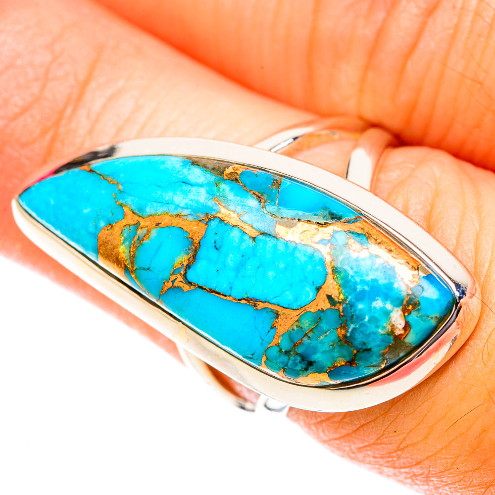 Blue Copper Composite Turquoise Rings handcrafted by Anasilvercos - RING119904