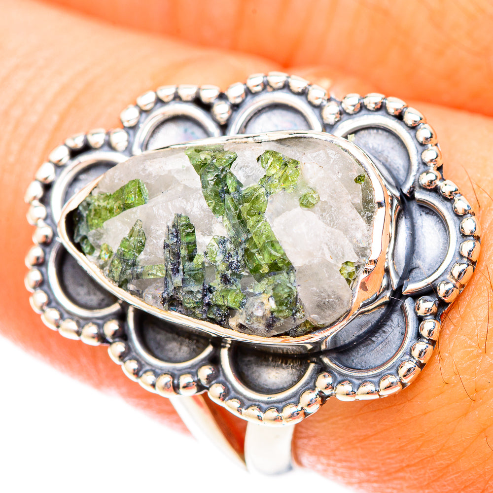 Green Tourmaline In Quartz Rings handcrafted by Anasilvercos - RING119912
