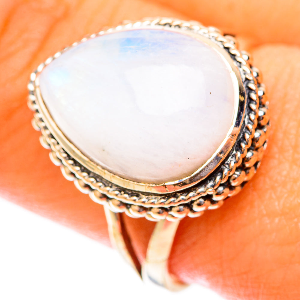 Rainbow Moonstone Rings handcrafted by Anasilvercos - RING119925
