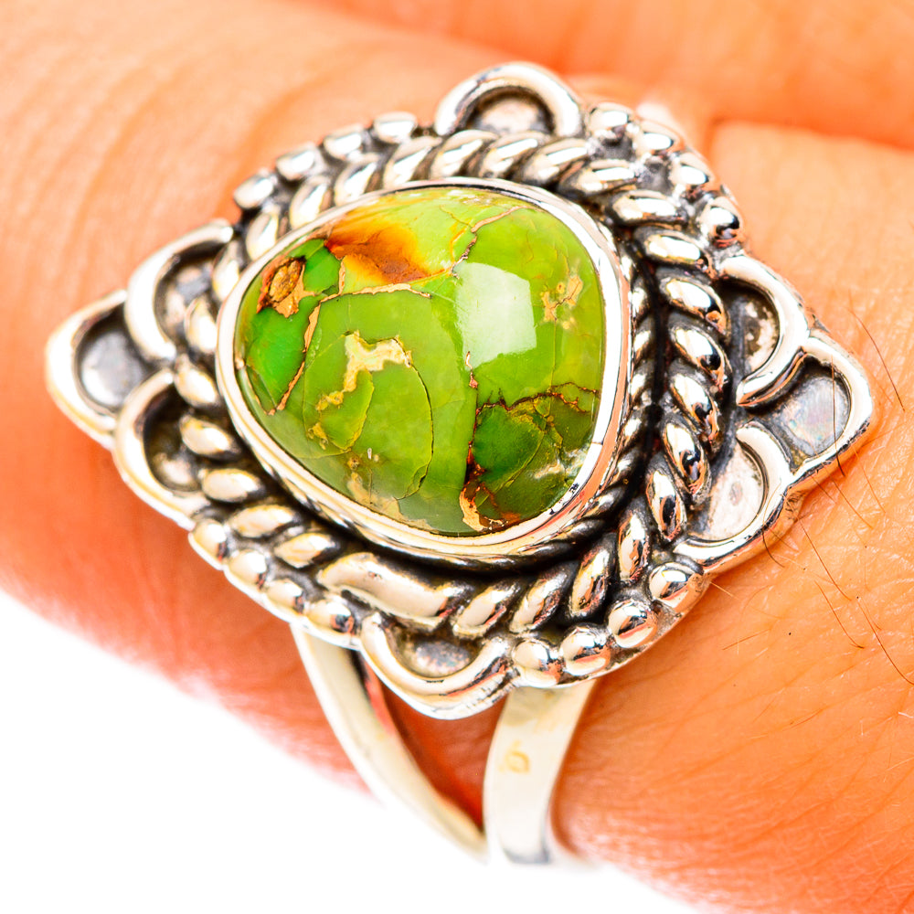 Green Copper Composite Turquoise Rings handcrafted by Anasilvercos - RING119940