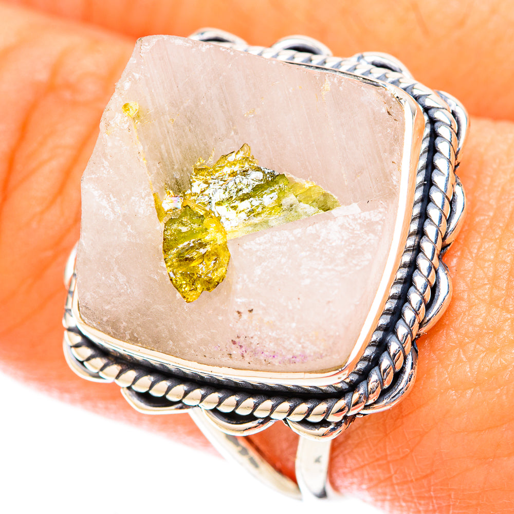 Green Tourmaline In Quartz Rings handcrafted by Anasilvercos - RING119952