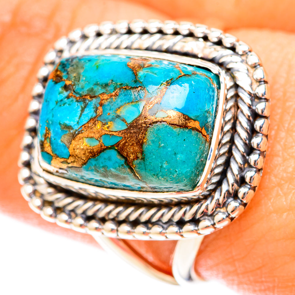 Blue Copper Composite Turquoise Rings handcrafted by Anasilvercos - RING119957