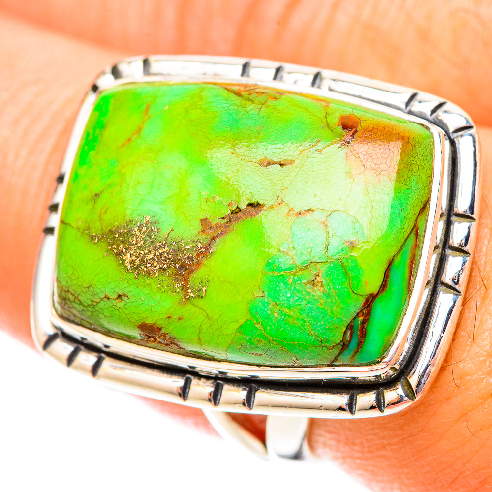 Green Copper Composite Turquoise Rings handcrafted by Anasilvercos - RING119973