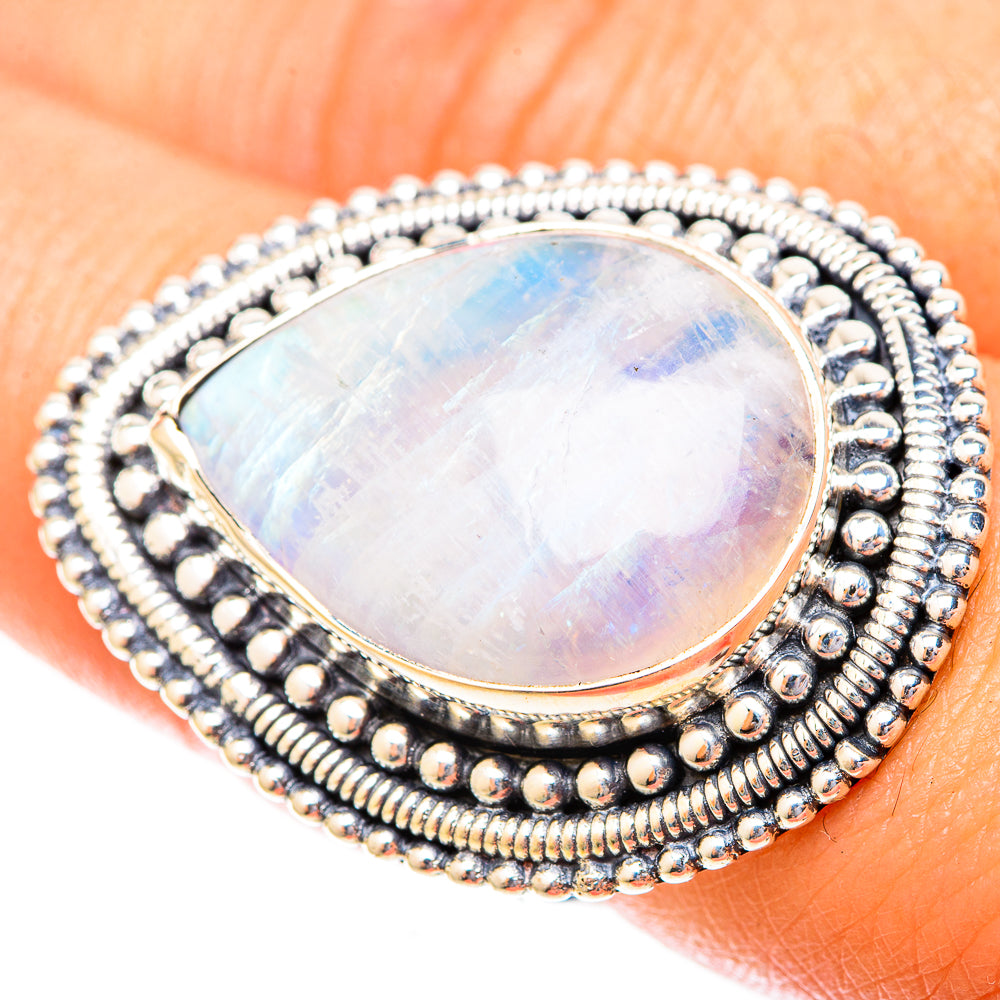 Rainbow Moonstone Rings handcrafted by Anasilvercos - RING119999