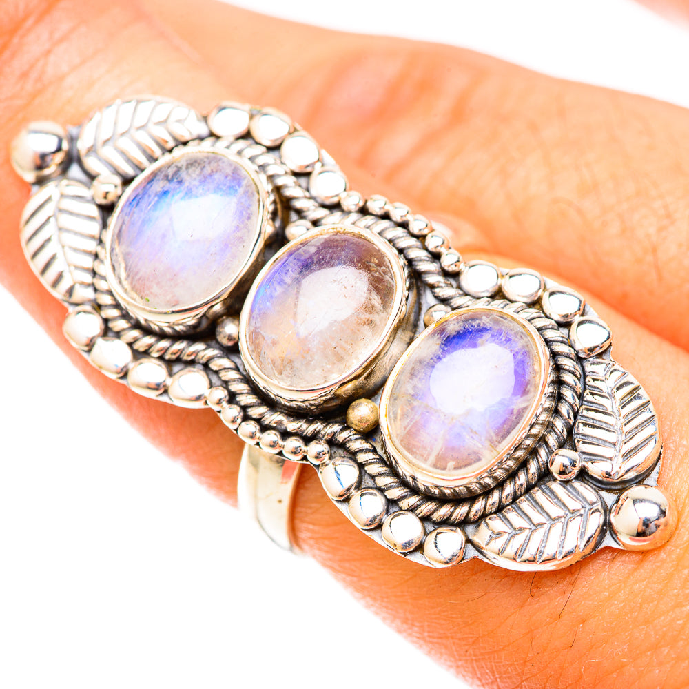 Rainbow Moonstone Rings handcrafted by Anasilvercos - RING120006