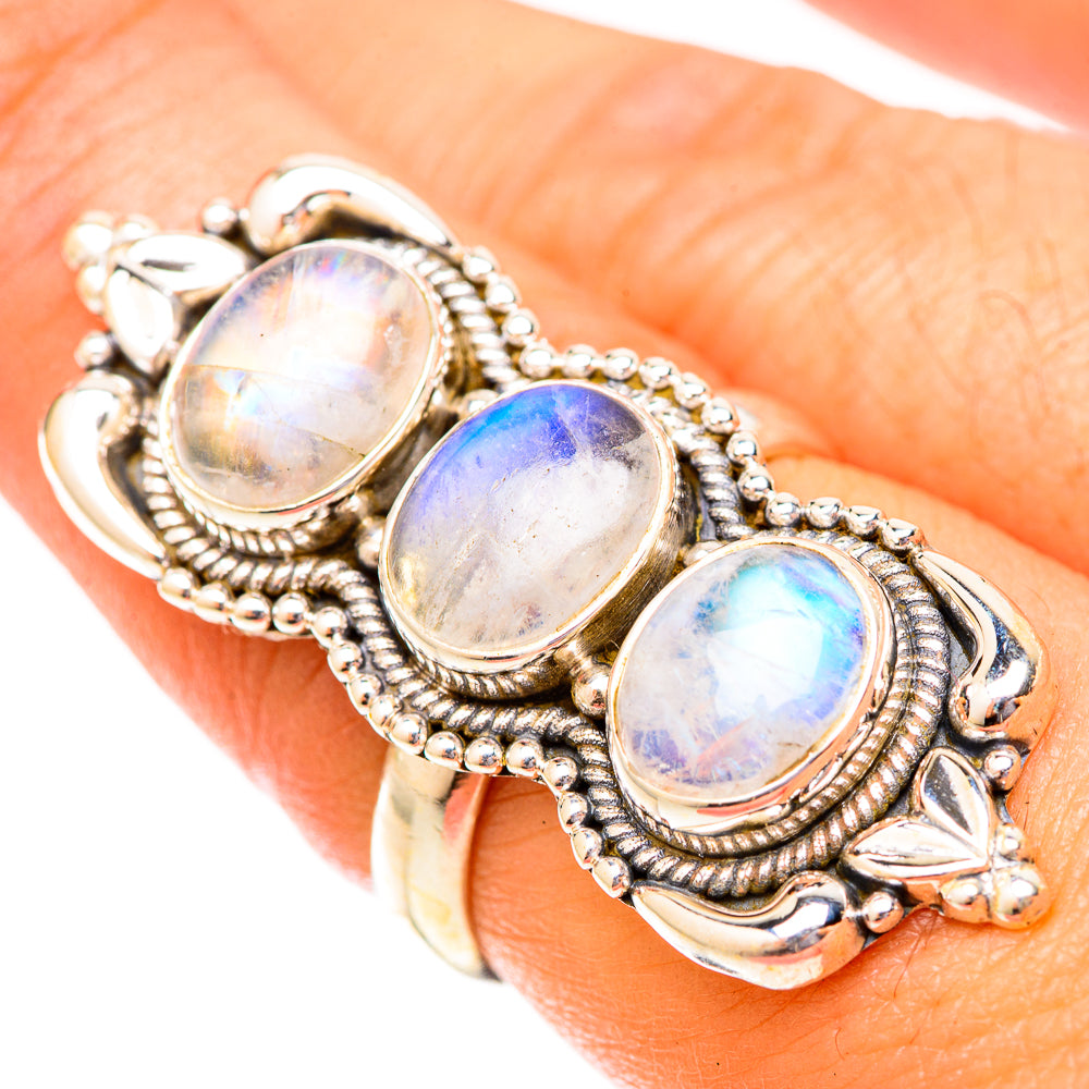 Rainbow Moonstone Rings handcrafted by Anasilvercos - RING120007