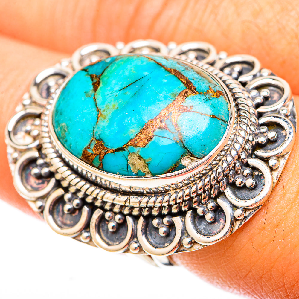 Blue Copper Composite Turquoise Rings handcrafted by Anasilvercos - RING120015