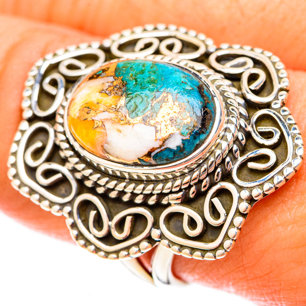 Spiny Oyster Turquoise Rings handcrafted by Anasilvercos - RING120058