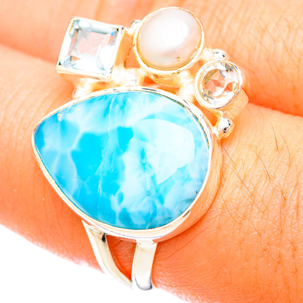 Larimar Rings handcrafted by Anasilvercos - RING120114