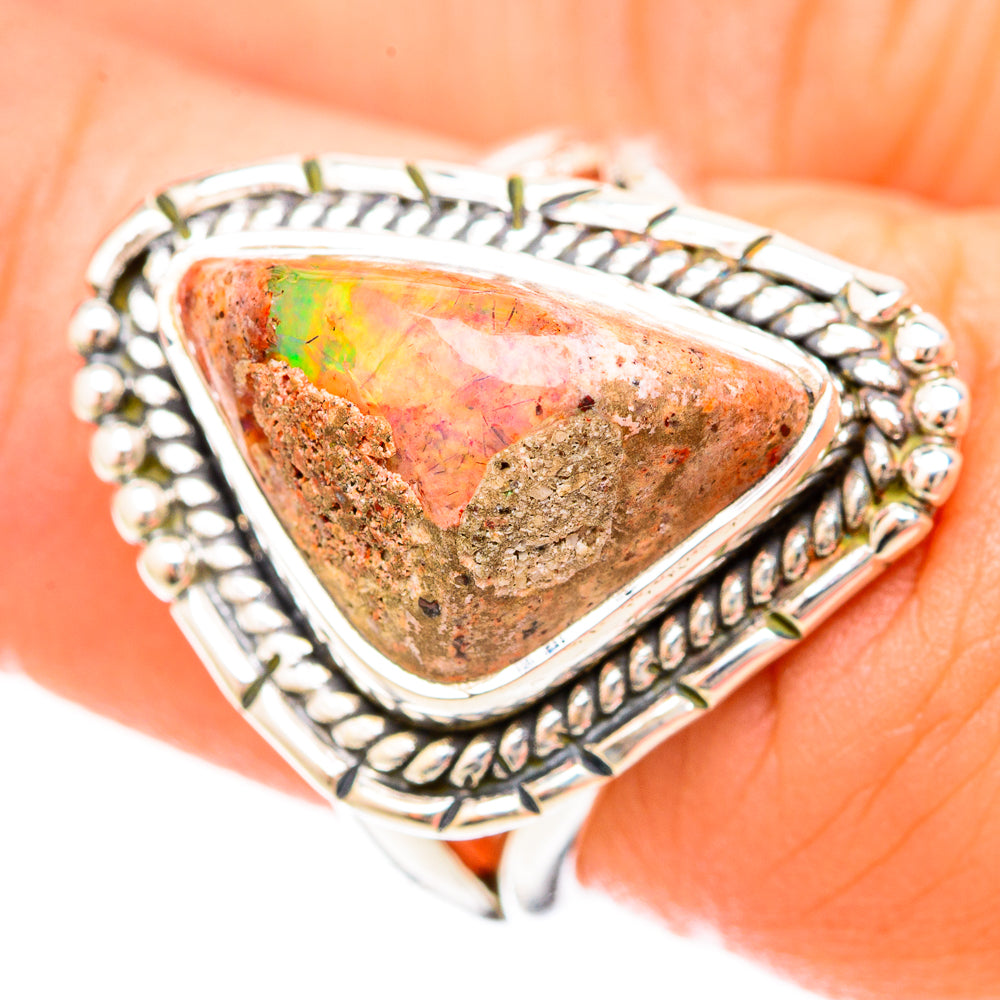 Mexican Fire Opal Rings handcrafted by Anasilvercos - RING120139