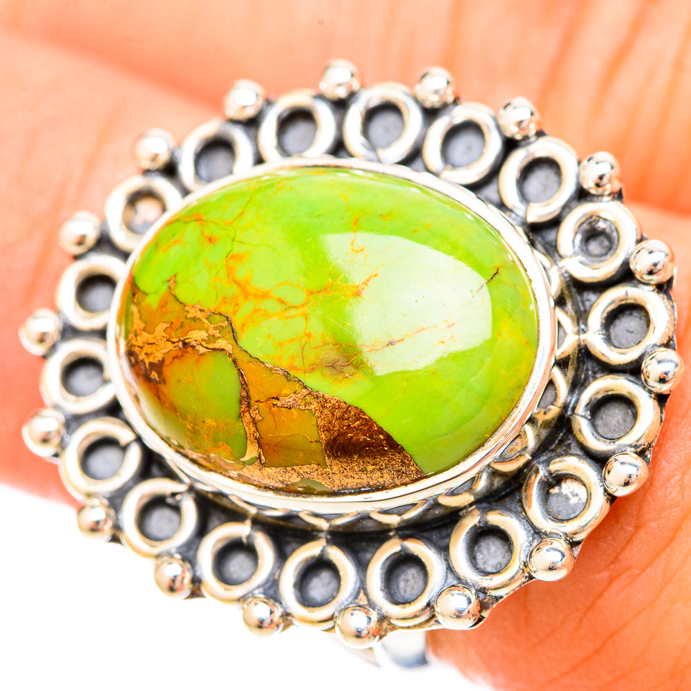 Green Copper Composite Turquoise Rings handcrafted by Anasilvercos - RING120150