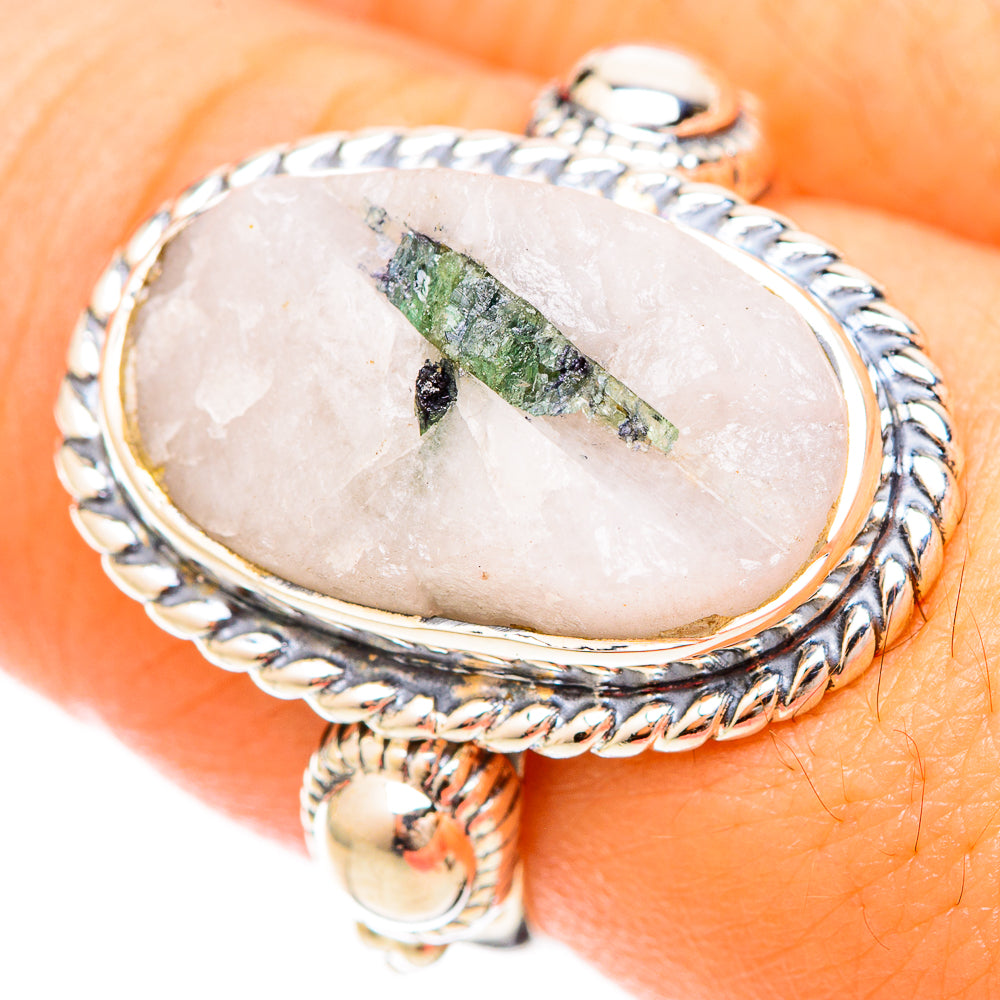 Green Tourmaline In Quartz Rings handcrafted by Anasilvercos - RING120169