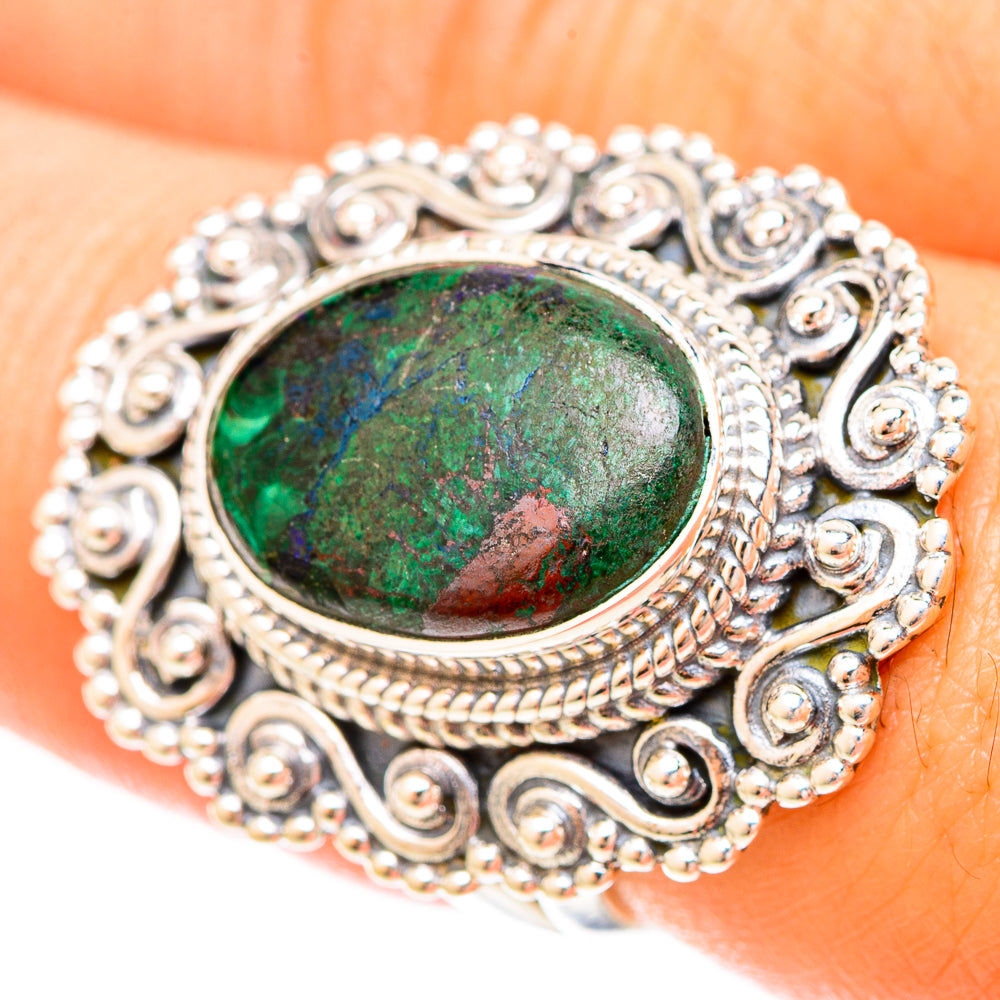 Azurite In Malachite Rings handcrafted by Anasilvercos - RING120215