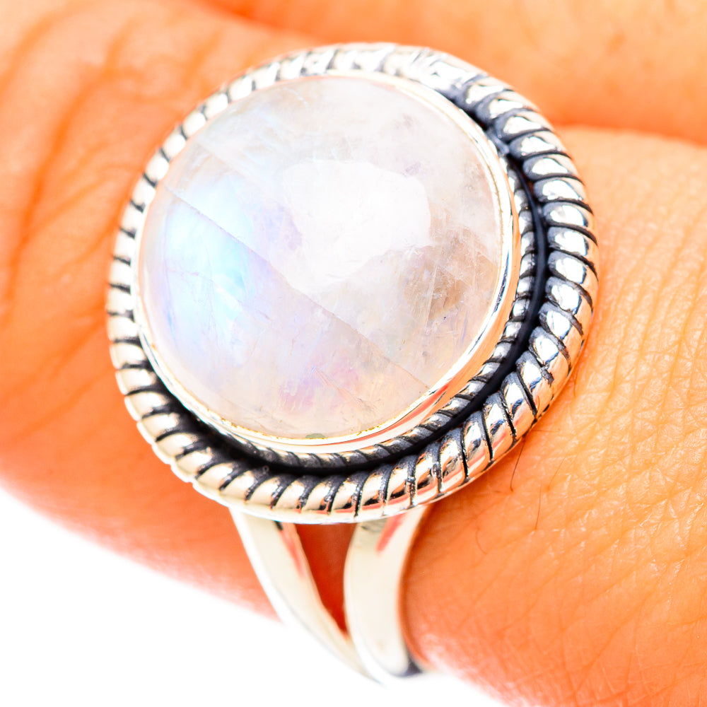 Rainbow Moonstone Rings handcrafted by Anasilvercos - RING120266