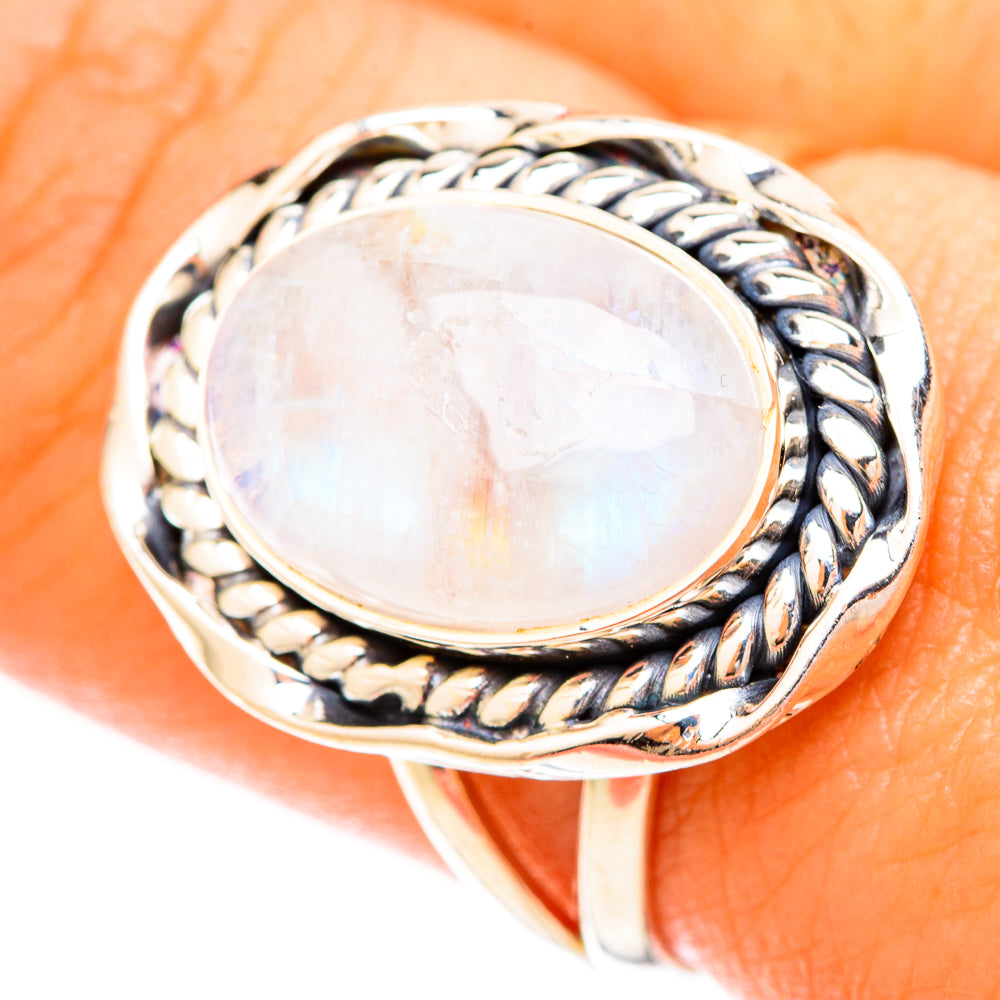 Rainbow Moonstone Rings handcrafted by Anasilvercos - RING120270