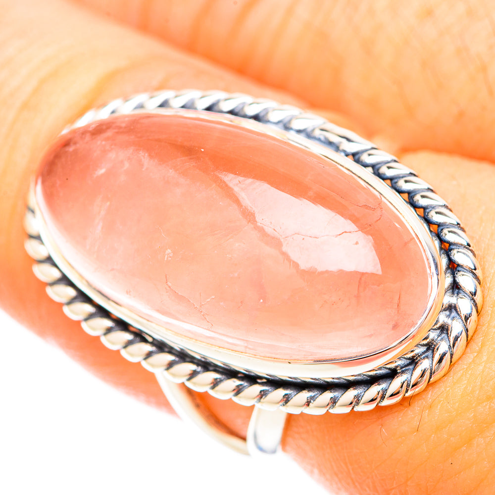 Rose Quartz Rings handcrafted by Anasilvercos - RING120299