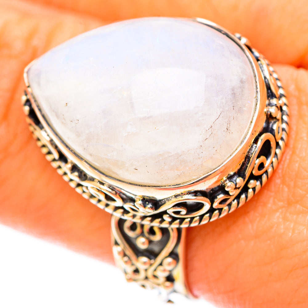 Rainbow Moonstone Rings handcrafted by Anasilvercos - RING120307